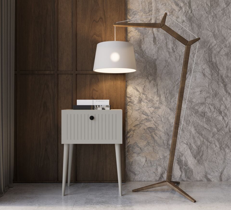 Canopus MDF Ahşap Ayaklı Tek Kapaklı Komodin (4 renk seçeneği)