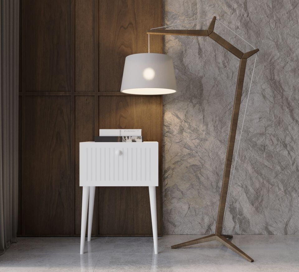 Canopus MDF Ahşap Ayaklı Tek Kapaklı Komodin (4 renk seçeneği)