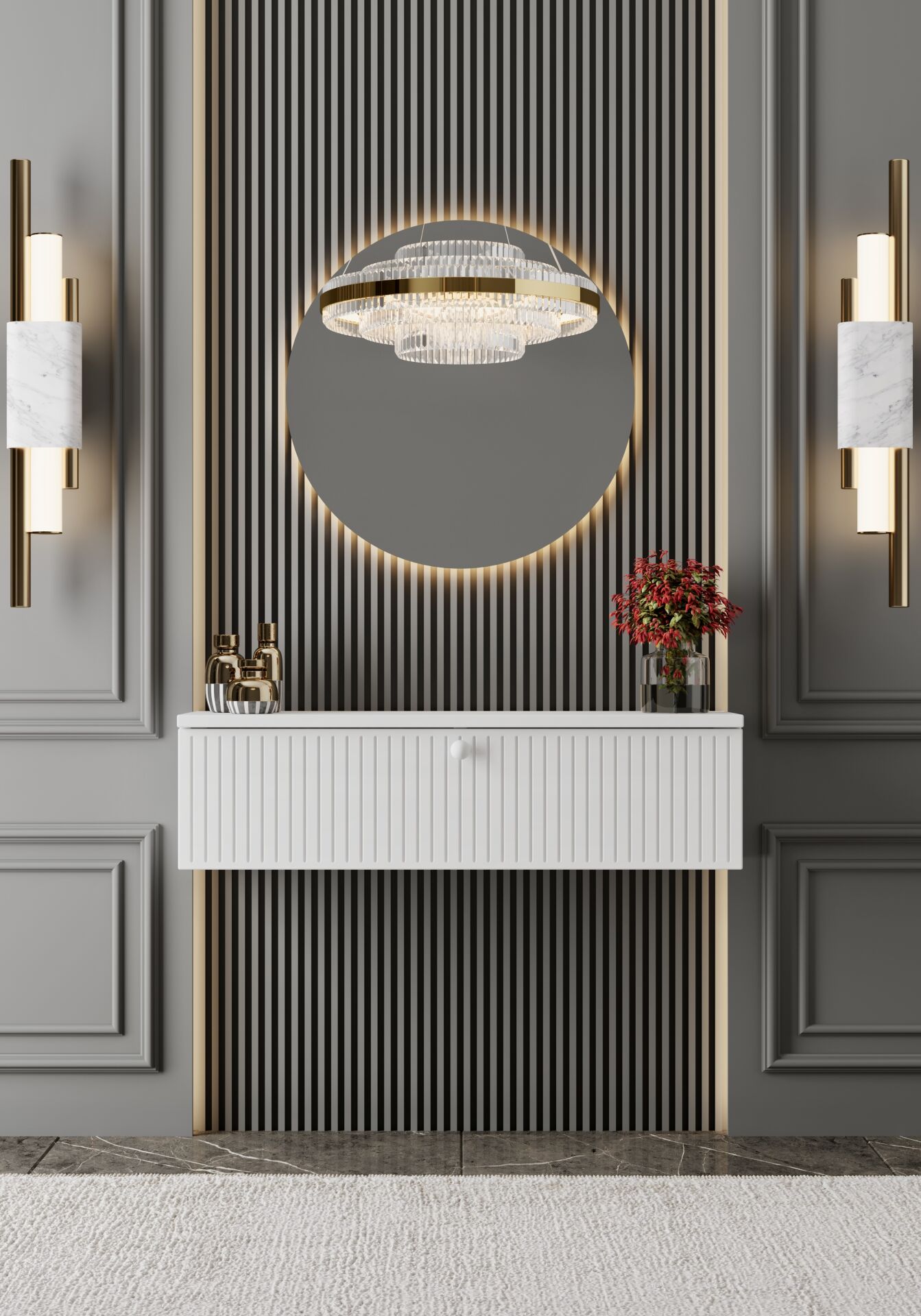 Mimosa 70 cm Duvara Monte Dresuar Kapaklı MDF