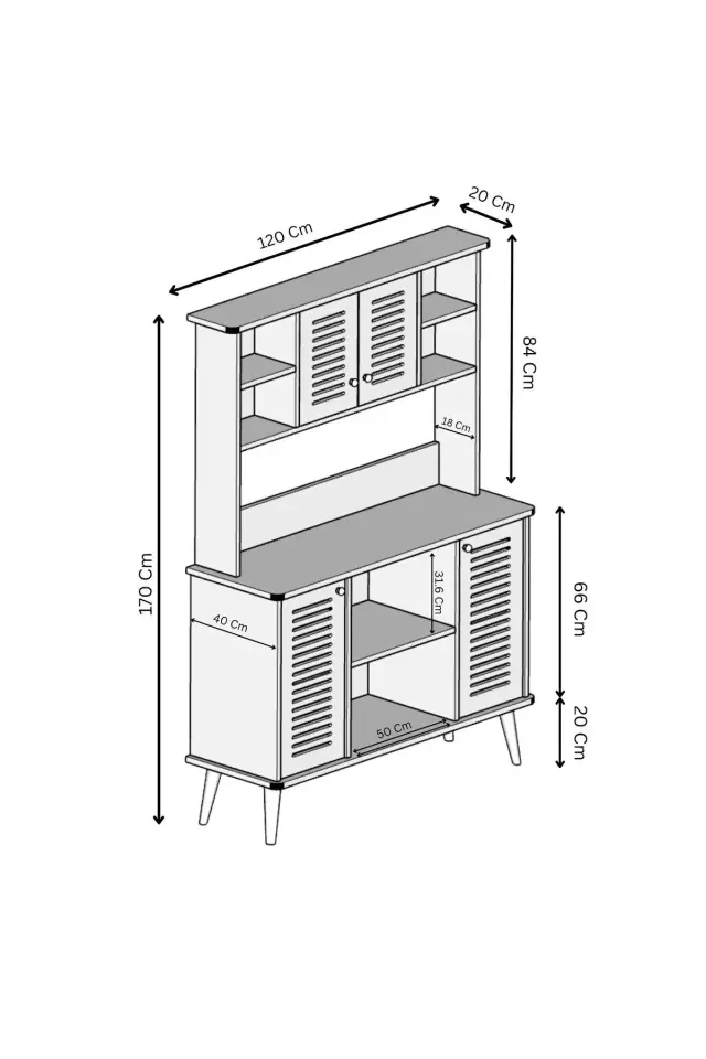 Avior Kahve Köşesi MDF kapaklı raflı 120 cm (5 renk seçeneği) SAFİR MEŞE