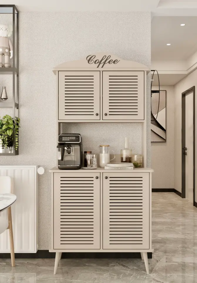Avior Kahve Köşesi MDF kapaklı raflı 90 cm (7 renk seçeneği) KUM TAŞI