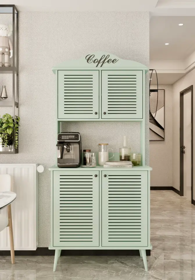 Avior Kahve Köşesi MDF kapaklı raflı 90 cm (7 renk seçeneği) MİNT YEŞİLİ