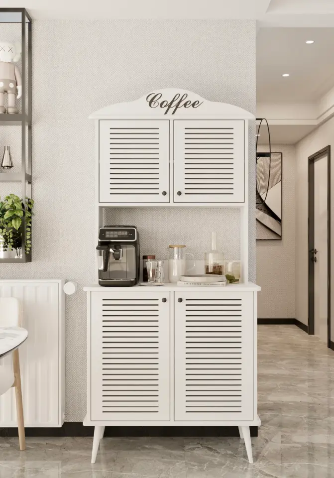 Avior Kahve Köşesi MDF kapaklı raflı 90 cm (7 renk seçeneği) BEYAZ