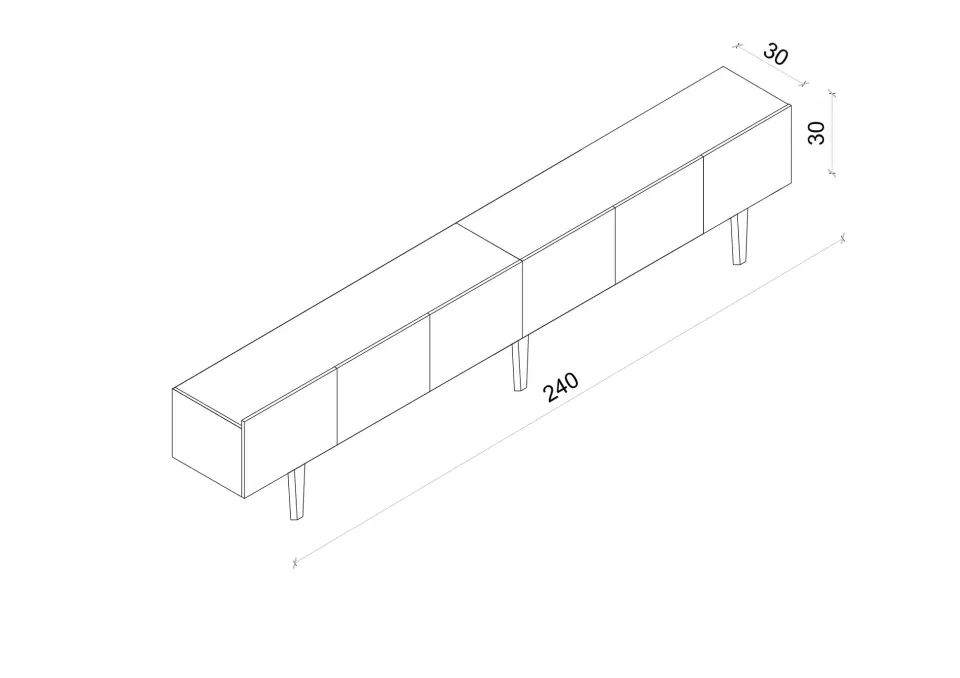 Capella Tv Ünitesi 240 cm 6 kapaklı ayaklı MDF (8 renk seçeneği) GRİ