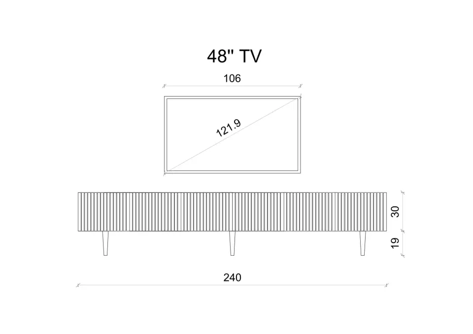 Capella Tv Ünitesi 240 cm 6 kapaklı ayaklı MDF (8 renk seçeneği) GRİ