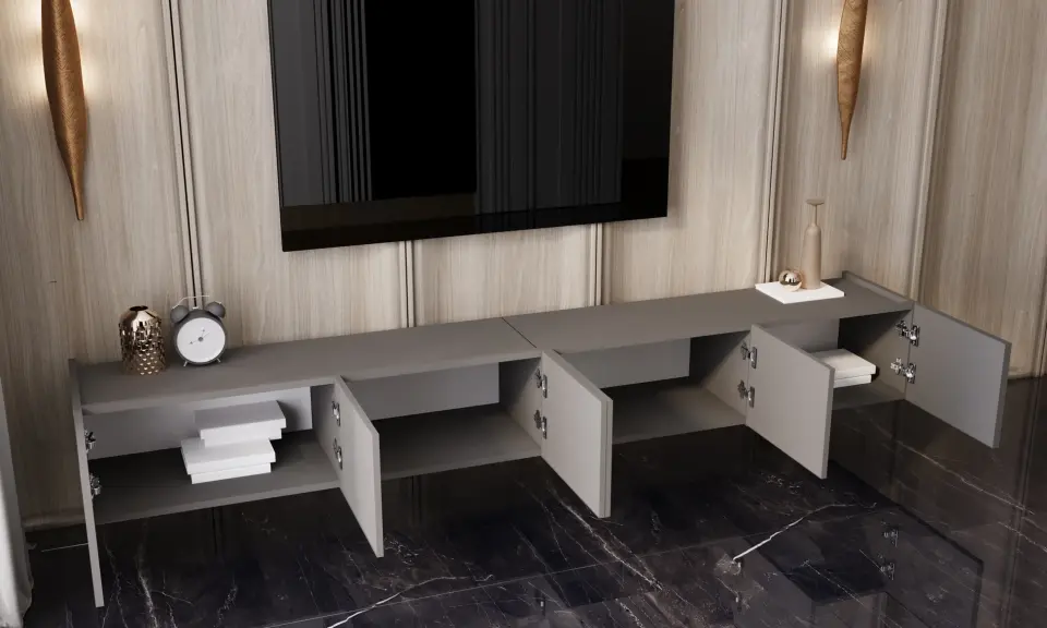 Capella Tv Ünitesi 240 cm 6 kapaklı duvara monte MDF (8 renk seçeneği) GRİ