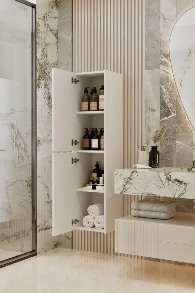 Capella MDF Çok Amaçlı Banyo Dolabı (6 renk seçeneği) BEYAZ