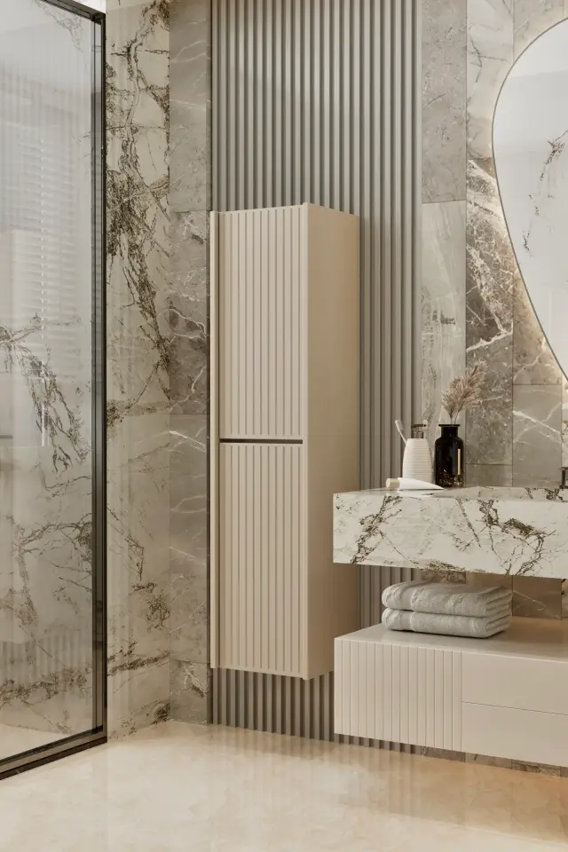 Capella MDF Çok Amaçlı Banyo Dolabı (6 renk seçeneği) KUM TAŞI