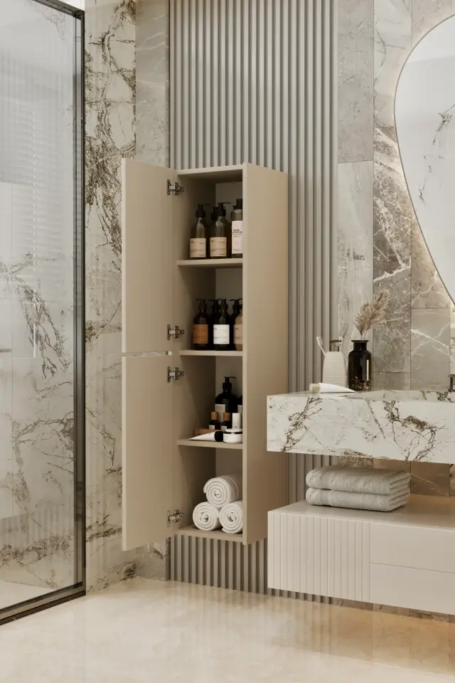 Capella MDF Çok Amaçlı Banyo Dolabı (6 renk seçeneği) KUM TAŞI
