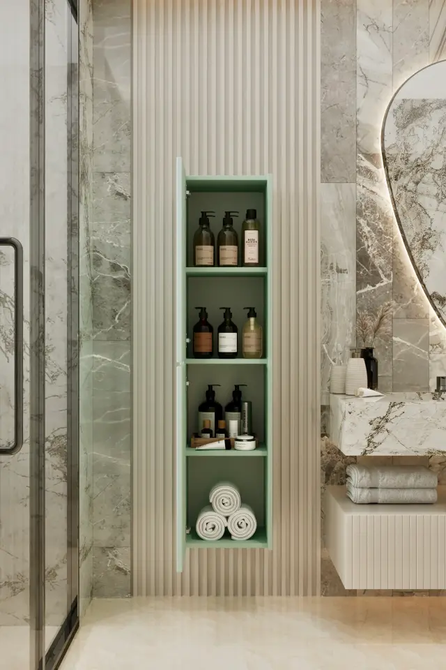 Capella MDF Çok Amaçlı Banyo Dolabı (6 renk seçeneği) MİNT YEŞİLİ