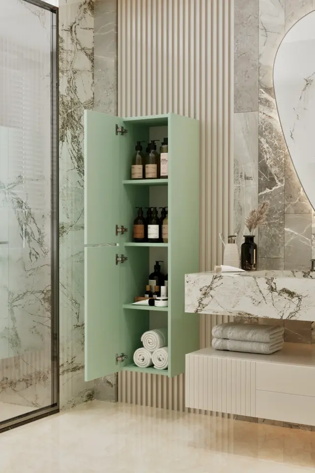 Capella MDF Çok Amaçlı Banyo Dolabı (6 renk seçeneği) MİNT YEŞİLİ