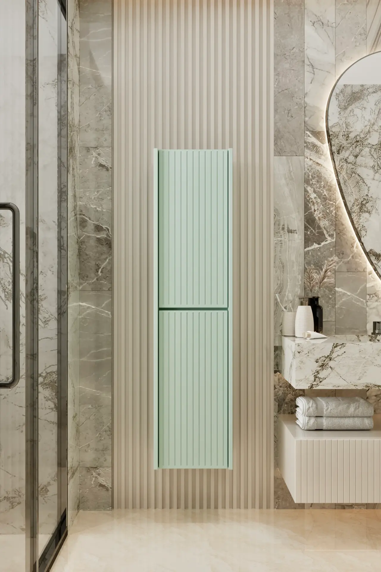 Capella MDF Çok Amaçlı Banyo Dolabı (6 renk seçeneği) MİNT YEŞİLİ