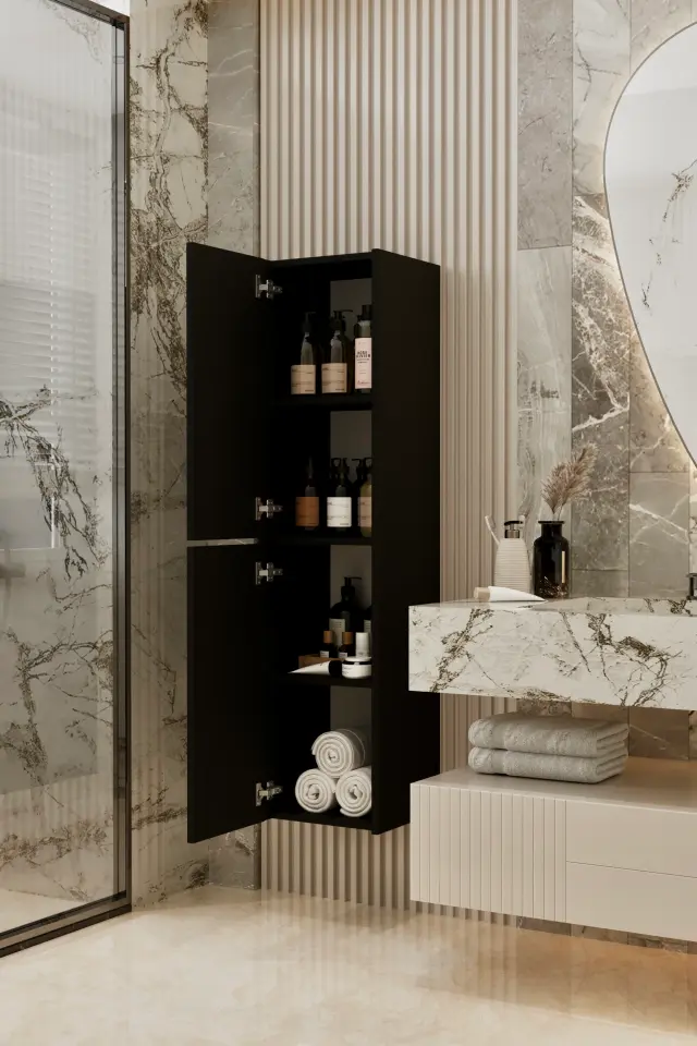 Capella MDF Çok Amaçlı Banyo Dolabı (6 renk seçeneği) SİYAH