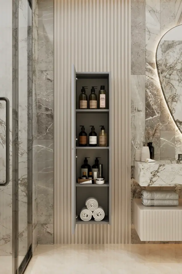 Capella MDF Çok Amaçlı Banyo Dolabı (6 renk seçeneği) SİS GRİ