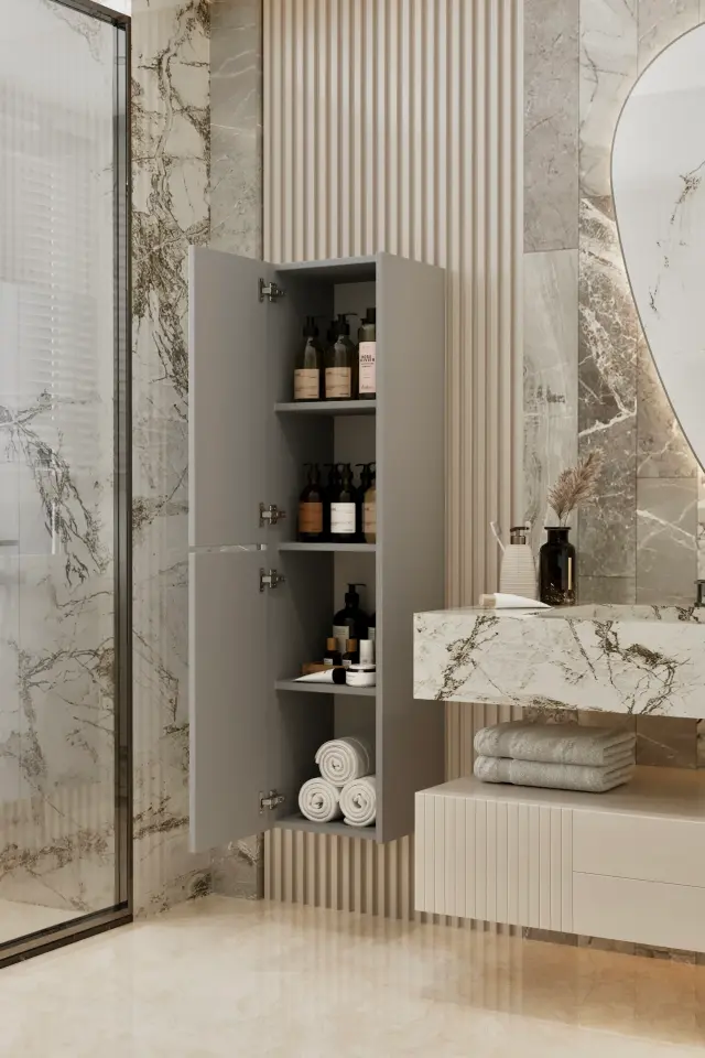 Capella MDF Çok Amaçlı Banyo Dolabı (6 renk seçeneği) SİS GRİ