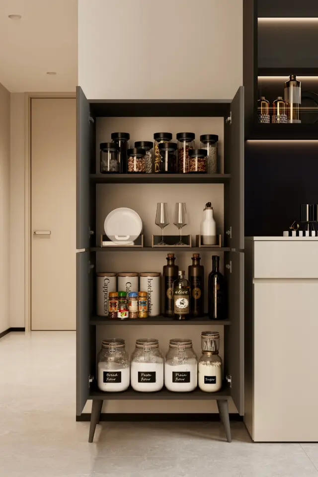 Capella MDF Çok Amaçlı Kiler-Mutfak Dolabı (6 renk seçeneği) GRİ