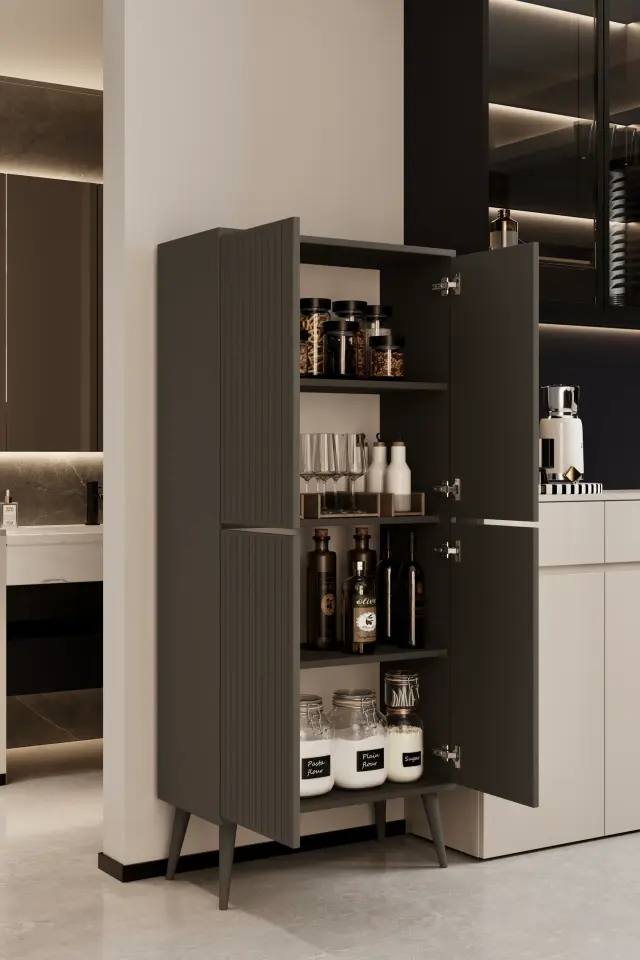 Capella MDF Çok Amaçlı Kiler-Mutfak Dolabı (6 renk seçeneği) GRİ