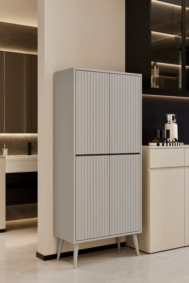 Capella MDF Çok Amaçlı Kiler-Mutfak Dolabı (6 renk seçeneği) SİS GRİ