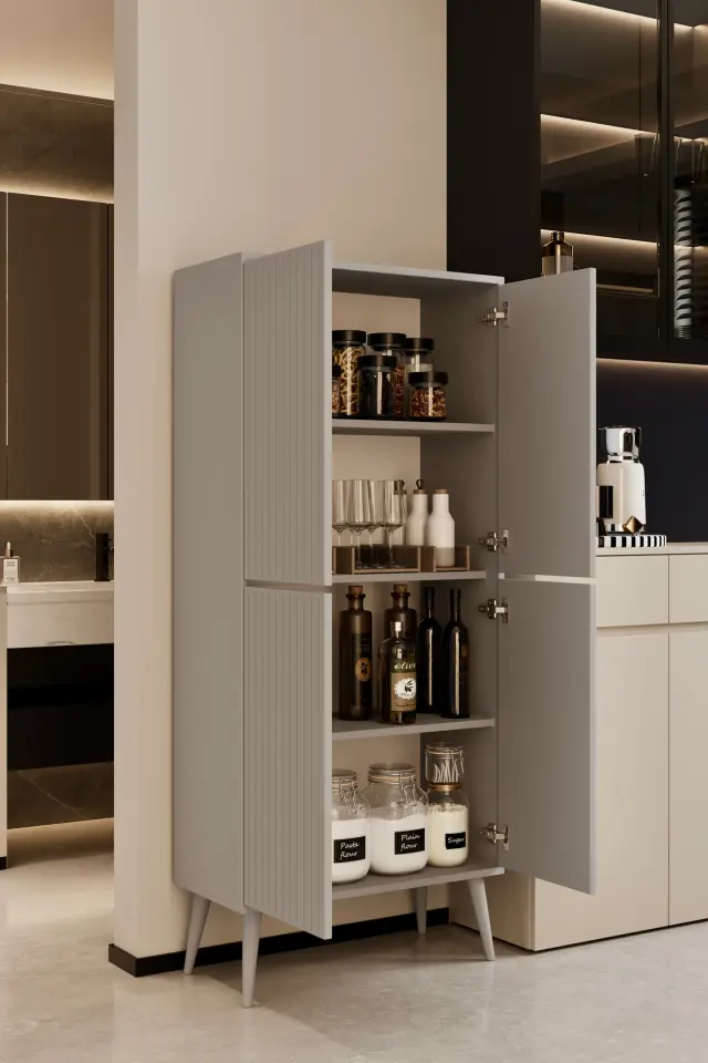 Capella MDF Çok Amaçlı Kiler-Mutfak Dolabı (6 renk seçeneği) SİS GRİ
