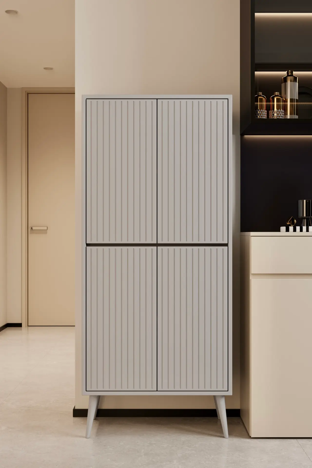 Capella MDF Çok Amaçlı Kiler-Mutfak Dolabı (6 renk seçeneği) SİS GRİ