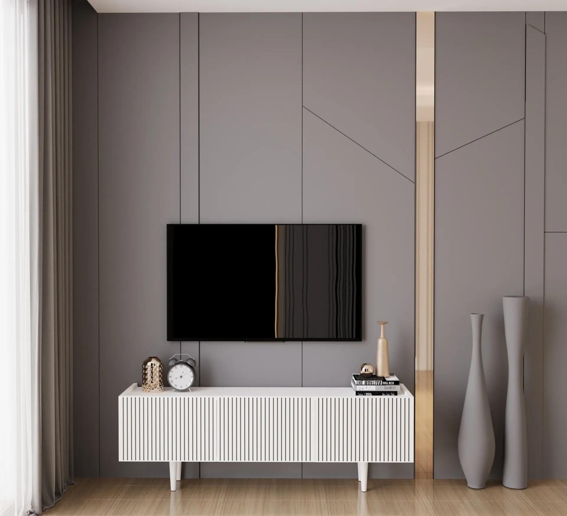 Capella Tv Ünitesi 140 cm 3 kapaklı ayaklı MDF (8 renk seçeneği) BEYAZ