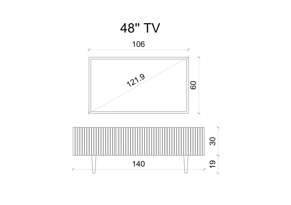 Capella Tv Ünitesi 140 cm 3 kapaklı ayaklı MDF (8 renk seçeneği) GRİ