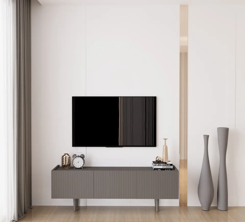 Capella Tv Ünitesi 140 cm 3 kapaklı ayaklı MDF (8 renk seçeneği) GRİ