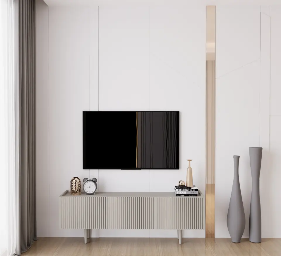 Capella Tv Ünitesi 140 cm 3 kapaklı ayaklı MDF (8 renk seçeneği) KUM TAŞI