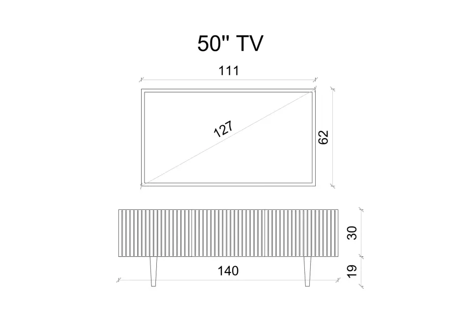 Capella Tv Ünitesi 140 cm 3 kapaklı duvara monte MDF (8 renk seçeneği) BEYAZ