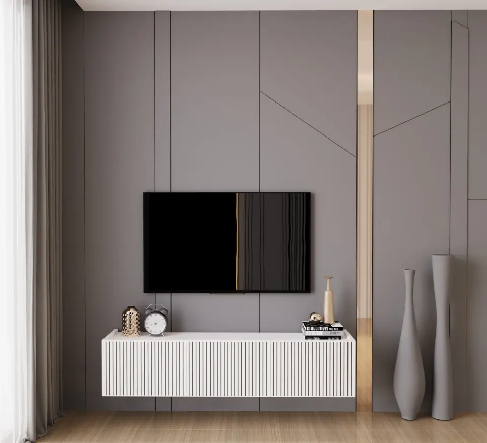 Capella Tv Ünitesi 140 cm 3 kapaklı duvara monte MDF (8 renk seçeneği) BEYAZ