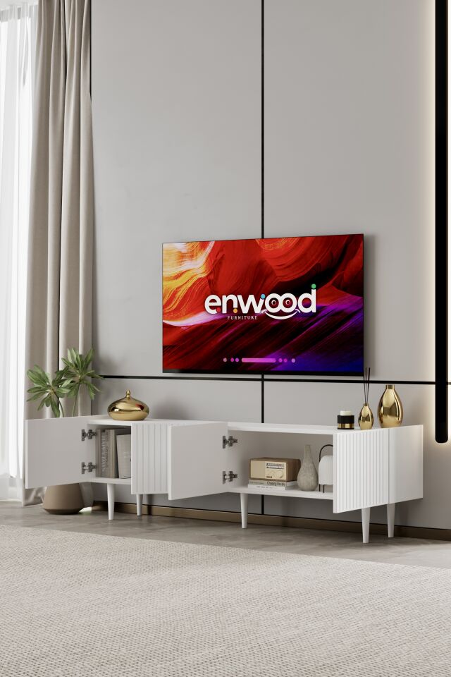 Capella TV Ünitesi 160 cm 4 Kapaklı Ayaklı MDF BEYAZ
