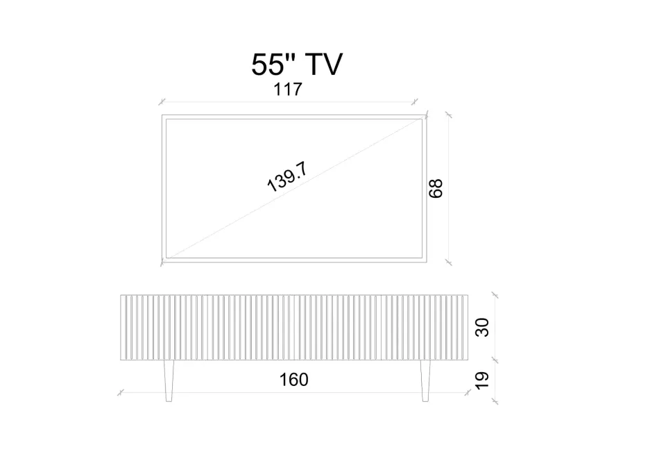 Capella Tv Ünitesi 160 cm 4 kapaklı ayaklı MDF (8 renk seçeneği) BEYAZ