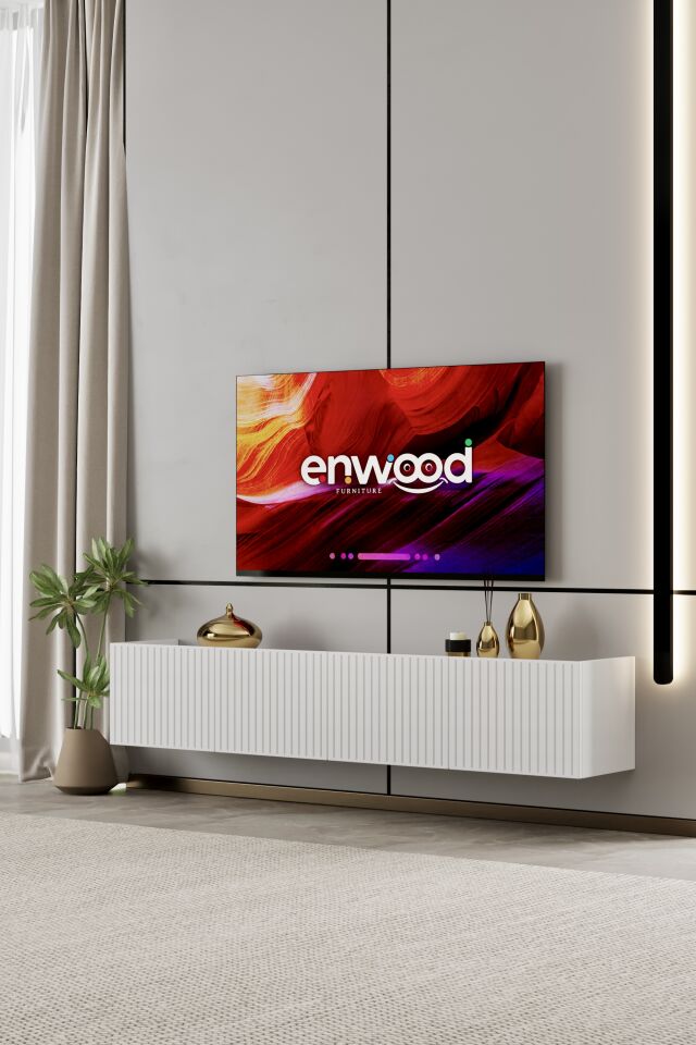 Capella TV Ünitesi 160 cm 4 Kapaklı Duvara Monte MDF BEYAZ