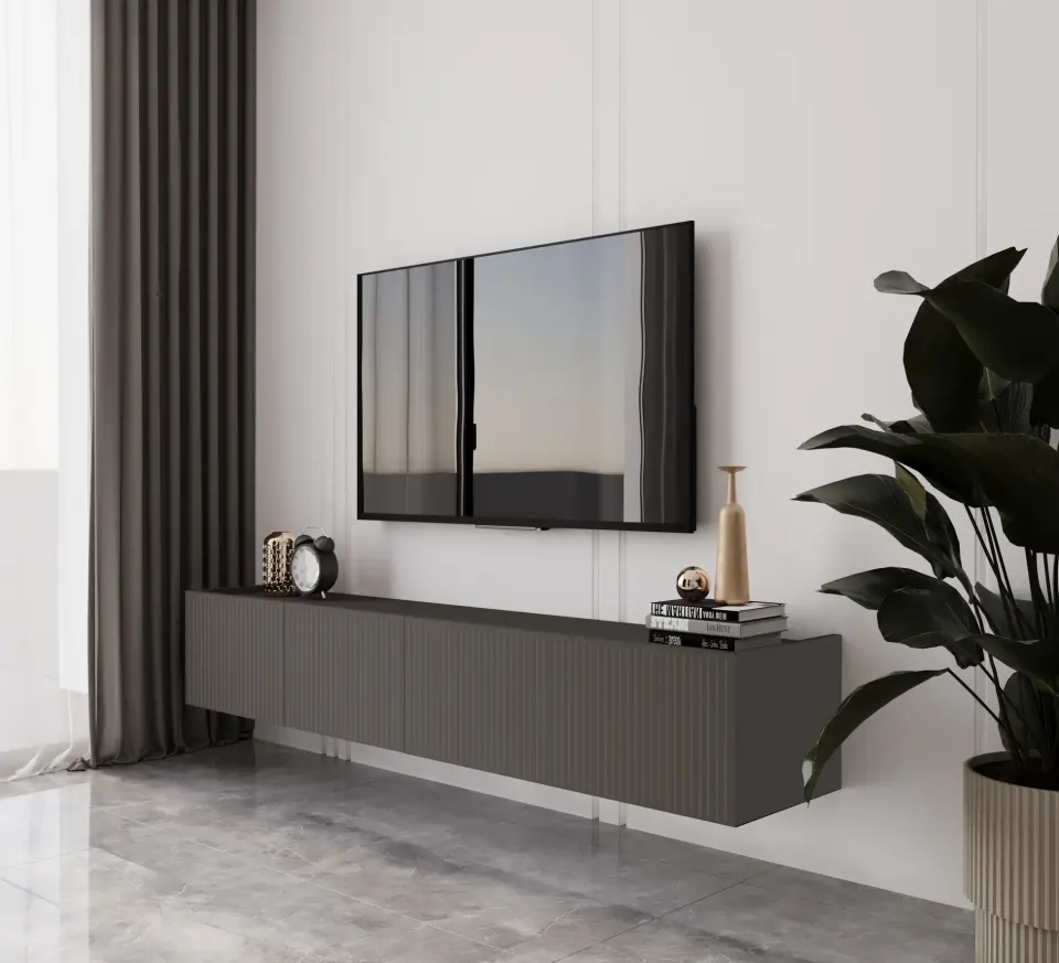 Capella Tv Ünitesi 160 cm 6 kapaklı duvara monte MDF (8 renk seçeneği) GRİ