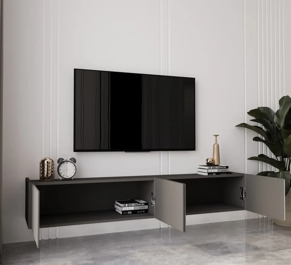 Capella Tv Ünitesi 160 cm 6 kapaklı duvara monte MDF (8 renk seçeneği) GRİ
