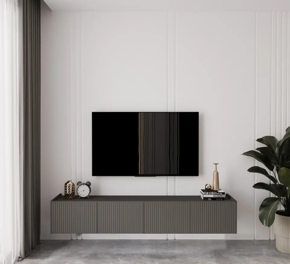 Capella Tv Ünitesi 160 cm 6 kapaklı duvara monte MDF (8 renk seçeneği) GRİ