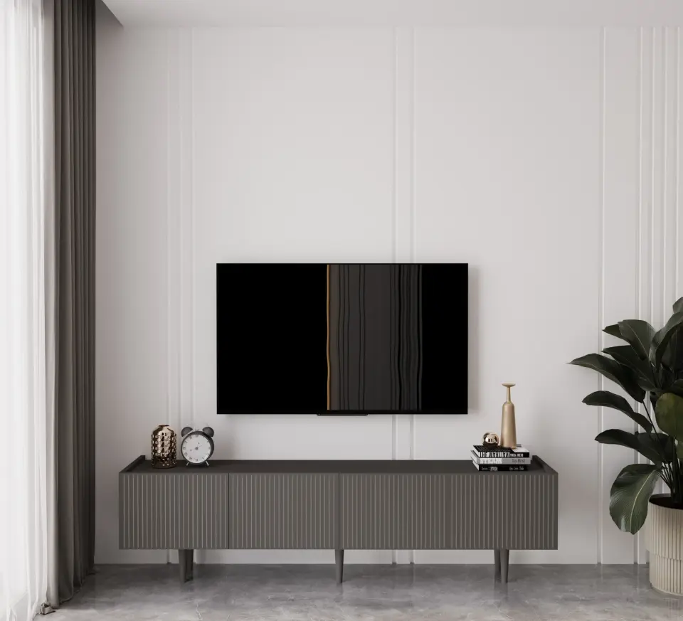 Capella Tv Ünitesi 180 cm 4 kapaklı ayaklı MDF (8 renk seçeneği) GRİ