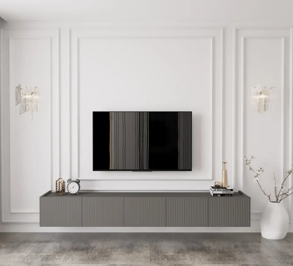 Capella Tv Ünitesi 200 cm 5 kapaklı duvara monte MDF (8 renk seçeneği) GRİ