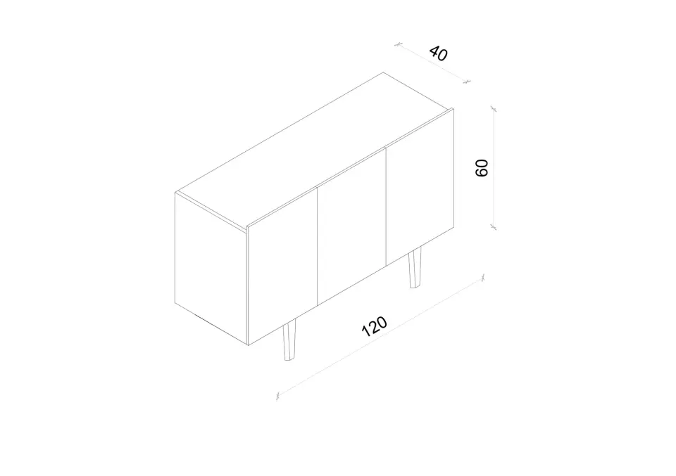 Capella Mdf 3 Kapaklı Raflı Ahşap Ayaklı 120 cm Konsol (4 renk seçeneği) BEYAZ