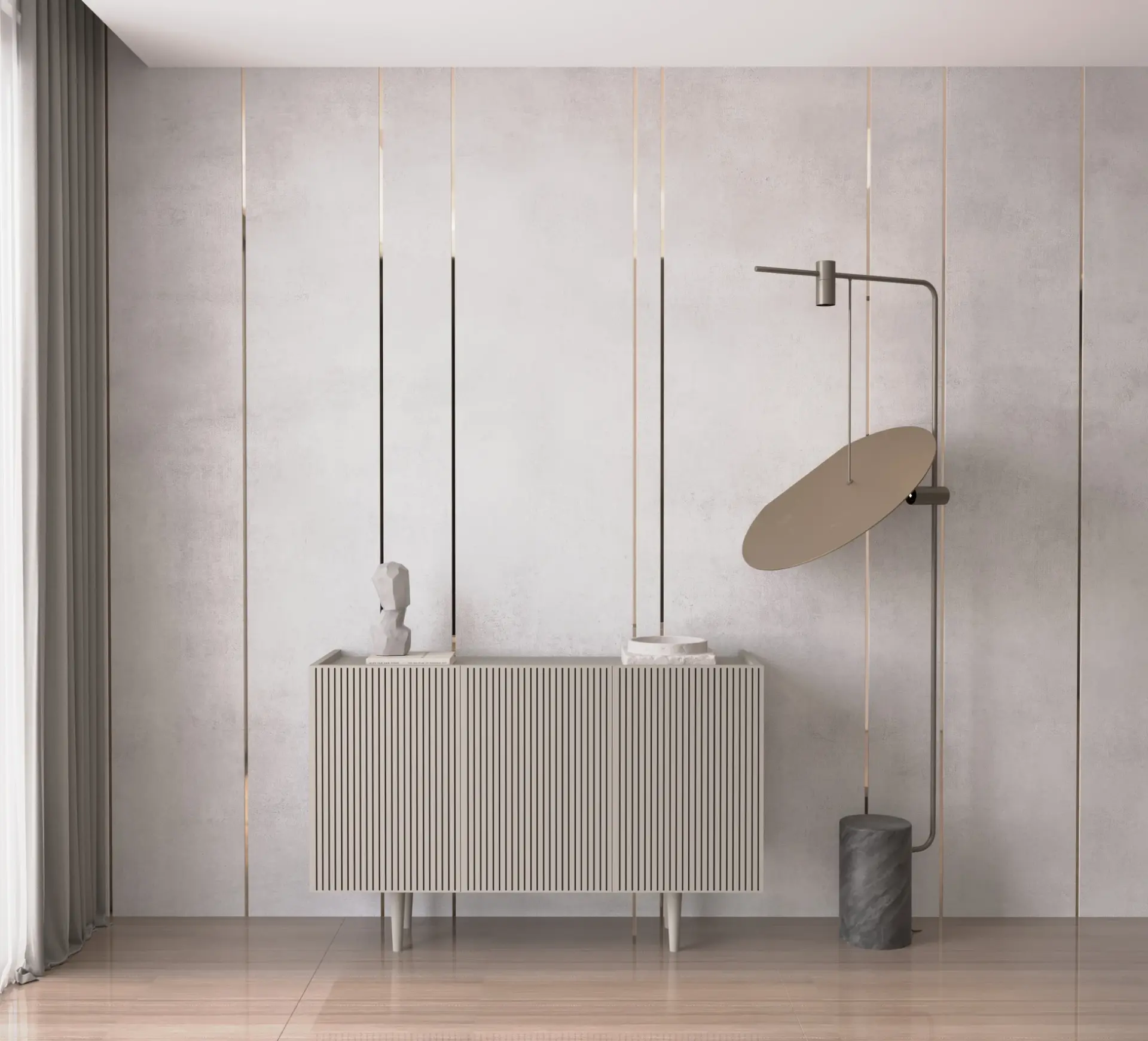 Capella Mdf 3 Kapaklı Raflı Ahşap Ayaklı 120 cm Konsol (4 renk seçeneği) KUM TAŞI