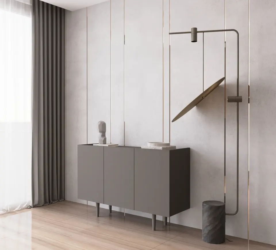Capella Mdf 3 Kapaklı Raflı Ahşap Ayaklı 120 cm Konsol (4 renk seçeneği) GRİ