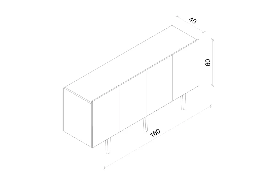 Capella Mdf 4 Kapaklı Raflı Ahşap Ayaklı 160 cm Konsol (4 renk seçeneği) KUM TAŞI