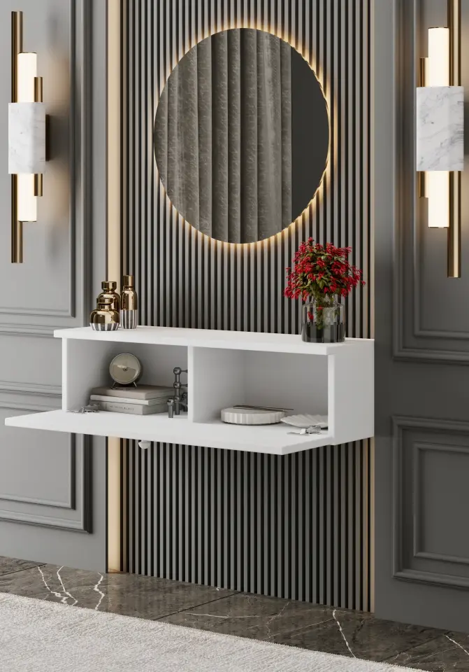 Mimosa MDF Duvara Monte Kapaklı Dresuar 50 cm (5 renk seçeneği) BEYAZ