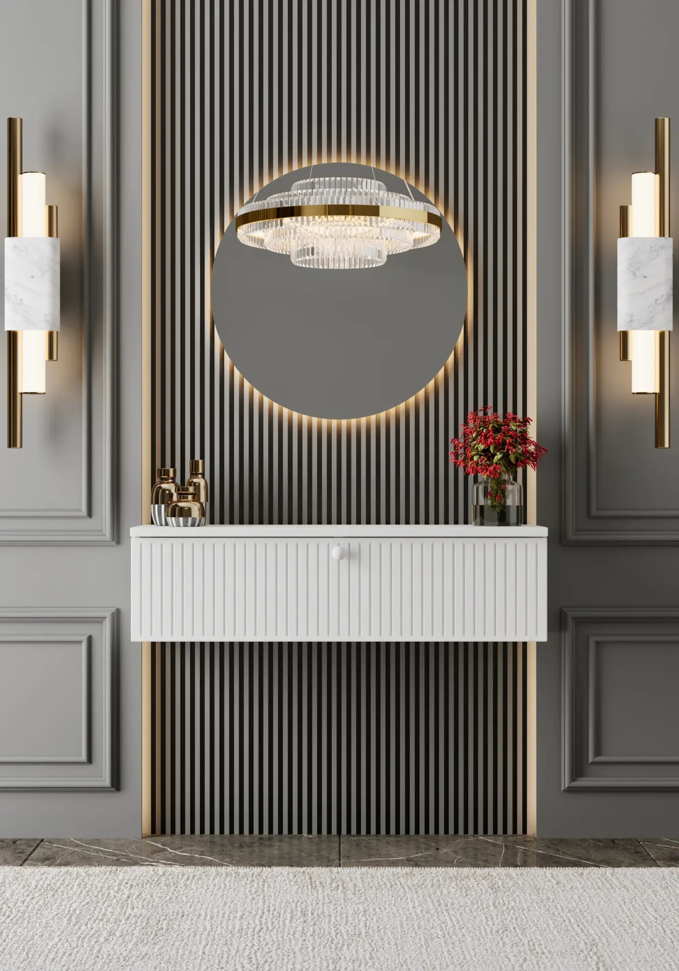 Mimosa MDF Duvara Monte Kapaklı Dresuar 50 cm (5 renk seçeneği) BEYAZ