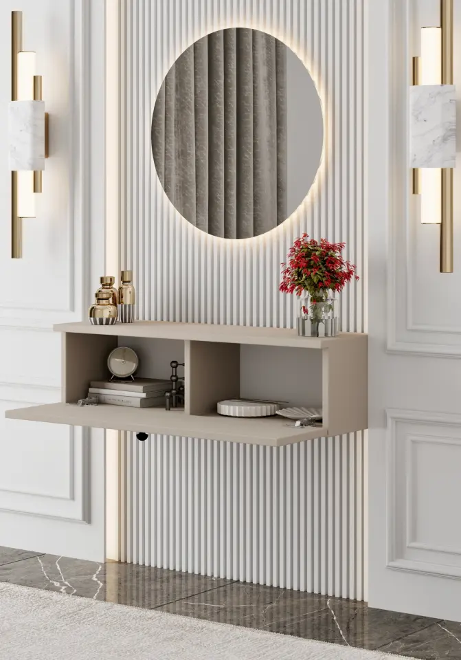 Mimosa MDF Duvara Monte Kapaklı Dresuar 50 cm (5 renk seçeneği) KUM TAŞI