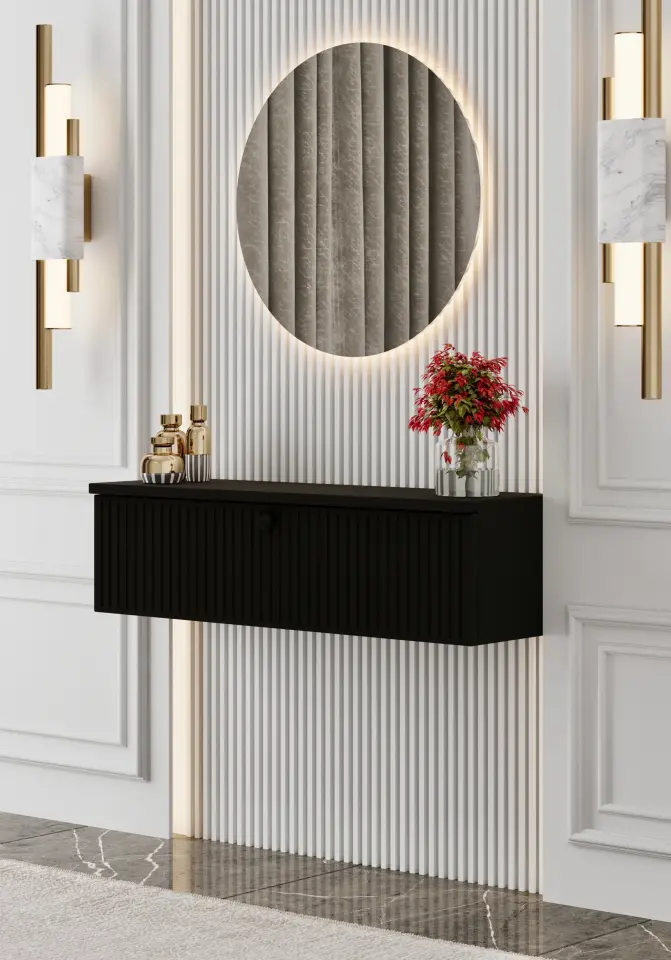 Mimosa MDF Duvara Monte Kapaklı Dresuar 50 cm (5 renk seçeneği) SİYAH