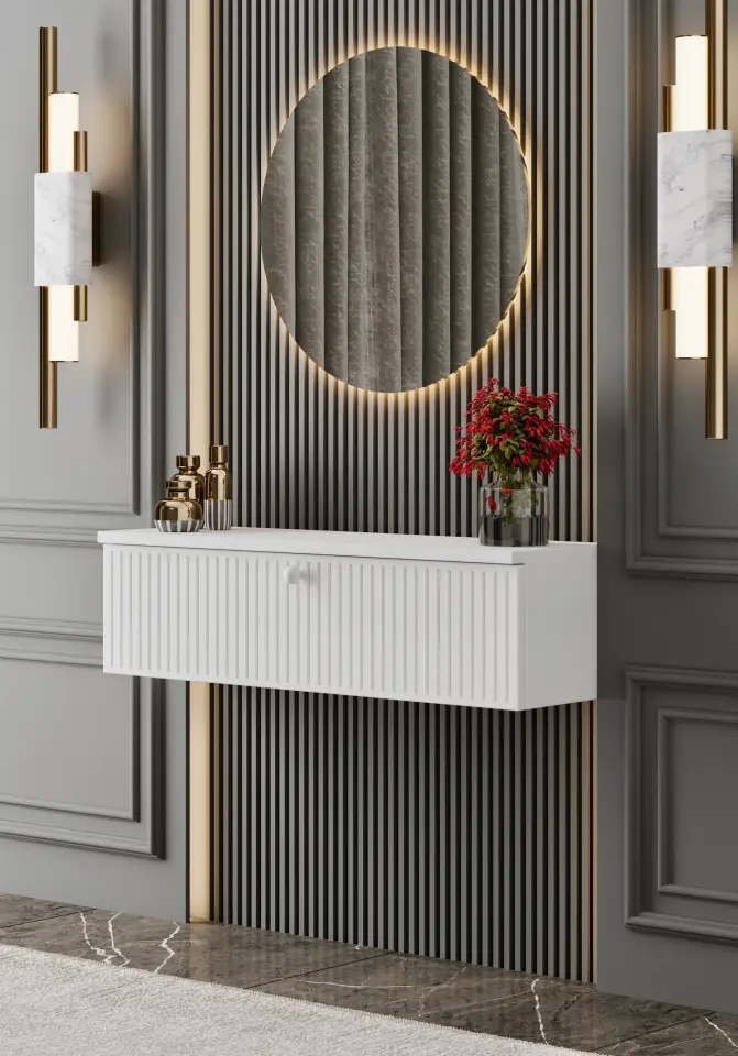 Mimosa MDF Duvara Monte Kapaklı Dresuar 70 cm (5 renk seçeneği) BEYAZ