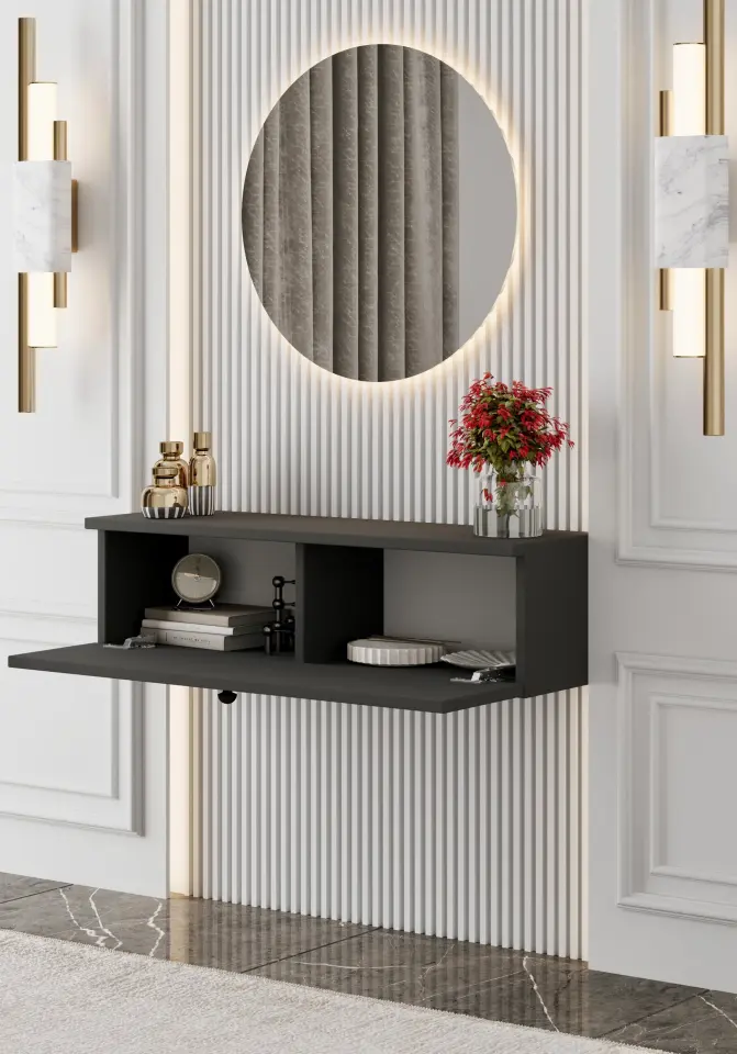 Mimosa MDF Duvara Monte Kapaklı Dresuar 90 cm (5 renk seçeneği) GRİ