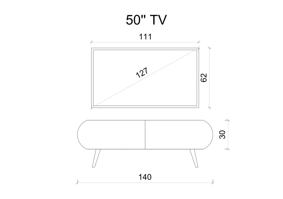Regulus Mdf 2 Kapaklı Ahşap Ayaklı Country Tv Ünitesi 140 cm (4 renk seçeneği) KUM TAŞI