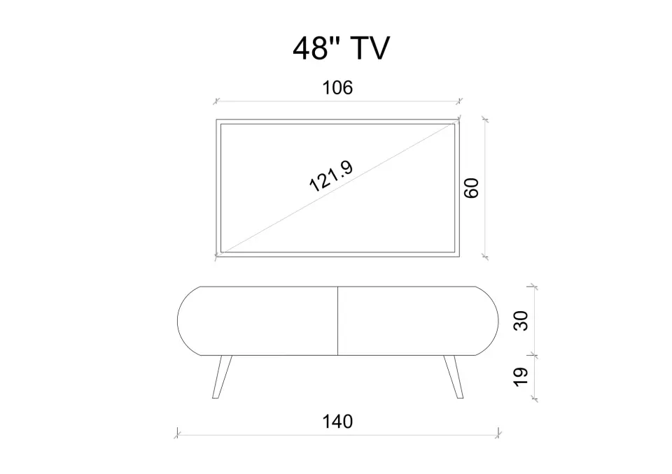 Regulus Mdf 2 Kapaklı Ahşap Ayaklı Country Tv Ünitesi 140 cm (4 renk seçeneği) GRİ
